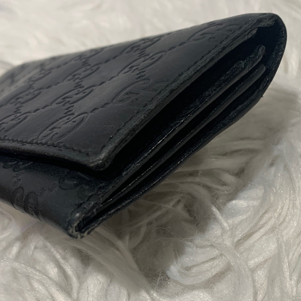 Gucci GG Signature Monogram Embossed Black Leather Long Flap Wallet - Picture 6 of 16
